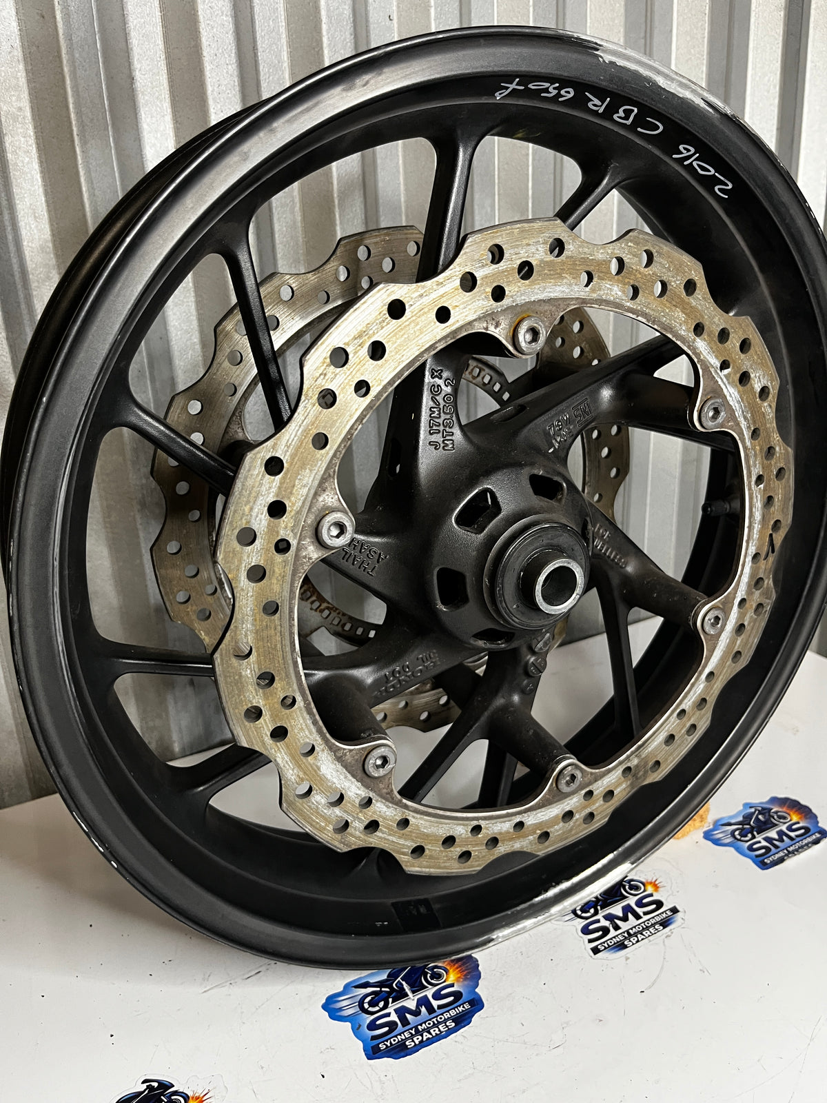 2016 Honda CBR650F Front Wheel with Brake Discs Rotors Repaired see pics OEM